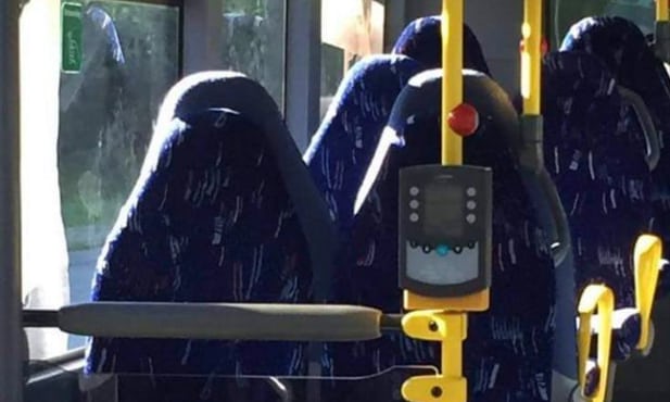 Bus seats were mistaken for Burkhas by racists